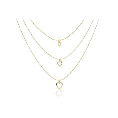 Colar Folheado Em Ouro 18K Com Corações Vazados