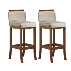 Kit Com 2 Banquetas Média Com Matelassê Pinhão