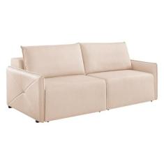 Sofá 3 Lugares Retrátil Urban Linho Bege Claro 220 cm - Estofart