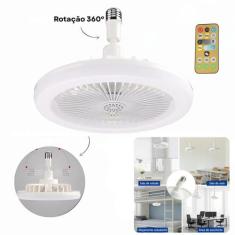 Ventilador de Teto LED 36W E27, Com Controle Remoto e Luz Ajustável - 