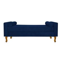 Recamier Baú Félix Solteiro 90cm Suede Azul Marinho