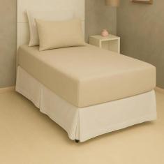 Jogo De Lençol Para Cama Solteirão 100%algodão - Lu Enxovais, Bege