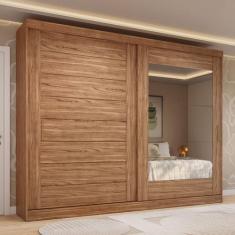 Guarda-Roupa Casal 264cm 2 Portas de Correr com Espelho 100% MDF Siena