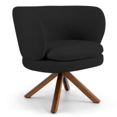 Poltrona Decorativa Melissa Base Giromad Giratória Veludo Preto Domi Móveis