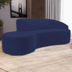 Sofá 4 Lugares Curvo Sala de Estar Living Firenze Direito D02 Veludo A