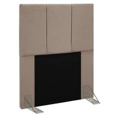 Cabeceira Cama Box Solteiro 90CM Pérola D10 Suede Bege - Mpozenato