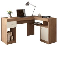 Mesa De Computador Com Porta Nilo Buriti Off White - Caemmun