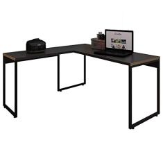 Mesa Para Escritório e Home Office Industrial em L Soft 150 cm F01 Preto Fosco - Lyam Decor