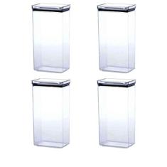 4 Potes Herméticos Retangular Empilháveis 2600ml para armazenamento de alimentos