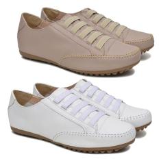 Kit 2 Sapatenis Liso Feminino Calce Fácil Com Elástico