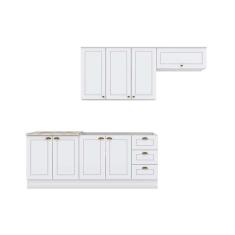 Kit De Cozinha Modulada 5pçs (2 Armários + 2 Balcões + 1 Complemento) C5P15 Branco - Henn