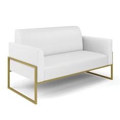Sofá Namoradeira Base Industrial Alta Dourado Marisa Corino Branco D03 - D`Rossi