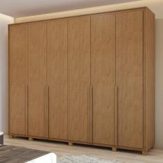 Guarda-roupa 6 Portas 6 Gavetas 100% Mdf Detroid com Pés Amêndoa Clean