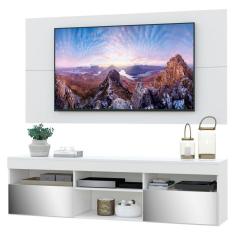 Rack Suspenso com Espelho, Painel TV 65&quot; e  2 Portas Londres Multimóveis Branco