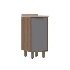 Balcão De Cozinha 40cm 1 Porta Com Tampo Aspen Luciane Móveis Vanilla Com Cinza Puro