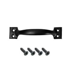 5/1 conjunto de maçanetas de porta em arco de metal de 4/6 polegadas com parafuso, armários de móveis, puxadores de gaveta, portão de ferro, puxadores de porta de galpão de celeiro, preto, 4 polegada