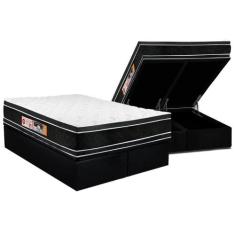 Cama Box Baú King: Colchão Espuma Castor D33 Black e White Air Double 