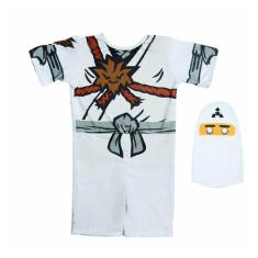 Fantasia Ninjago Infantil Branco Curta com Gorro - Fantasias Carol EF,