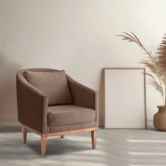 Poltrona Fixa Agatha Tecido Veludo Pés Natural - Sofani