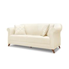 Sofá 2 Lugares Pé de Madeira Julieta 180 cm Linho S04 - D'Rossi, Perol