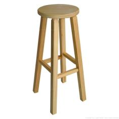 Banqueta Alta Hardman Assento Redondo Madeira Natural 