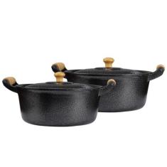 Jogo 2 Panelas Caçarolas Aluminio Craqueado n 28 - Okayshop