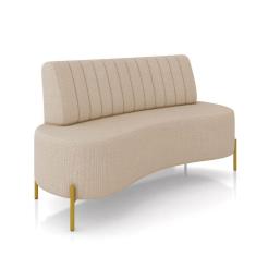 Sofá 2 Lugares Living 135cm Pé Ferro Dourado Maraú Linho K01 - D\`rossi Cor Bege