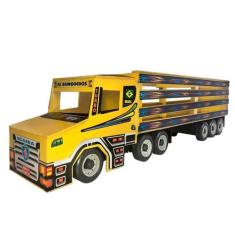 Carrinho de Brinquedo Infantil Caminhão de Madeira Brinquedo 6 Eixos V