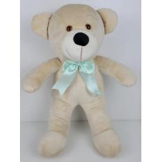 Urso De Pelúcia Bolota Médio 50CM Doce De Leite Com Laços Coloridos Pa