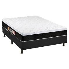 Cama Box Casal: Colchão Espuma D45 Castor Black E White Air + Base Crc Suede Gray(138X188)