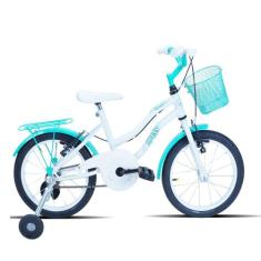 Bicicleta Infantil Aro 16 Com Cestinha e Rodinhas - Forss, Branco, Tur