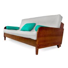 Sofá Cama Paris Acquablock Branco Off Madeira Maciça Cor Imbuia