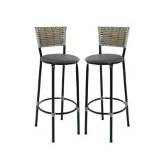 Kit 2 Bancos Banquetas Com Encosto Para Bistrô Bancada - EJC ESPAÇO JU