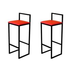 Kit 2 Banqueta Alta Cozinha Bar Balcão Bistrô Industrial Preta Assento