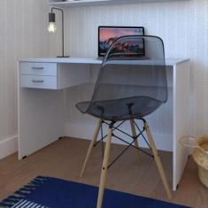 Escrivaninha Mesa Escritório 100cmx47cm 2 Gavetas 100cm Branca E Cinza