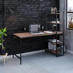 Escrivaninha Mesa Escritório com Estante Estilo Active 4 Prateleiras 1