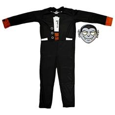 Fantasia Vampiro Infantil Longo Com Máscara Conde Drácula de Halloween M 5-8