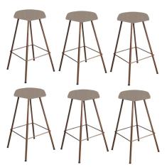 Kit 06 Banqueta Alta Lari Eiffel Bronze Bege