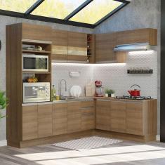 Cozinha Completa de Canto Madesa Glamy 419001 com Armário e Balcão (Sem Tampo e Pia) - Rustic