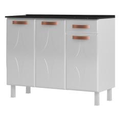 Balcão De Cozinha De Aço Triplo 105cm Branco rosé