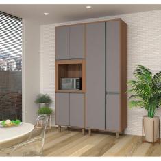 Armário De Cozinha Compacta 2 Peças Vanilla Com Cinza