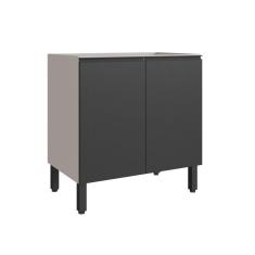 Balcão para Cozinha 80cm 2 Portas Fumê/Grafite