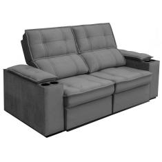 Sofá 2,54 Metros Reclinável Gralha Azul Ferrara, Veludo - 3016