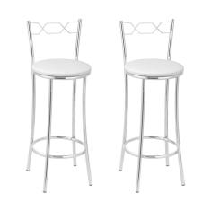 Kit 2 Banquetas Cromadas Bc51-b A102 Cromado/Branco