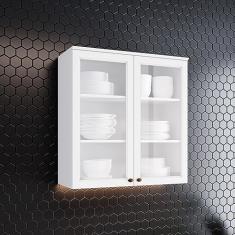 Armário Aéreo de Cozinha 80 Cm 2 Portas com Vidro Amy Casa 812