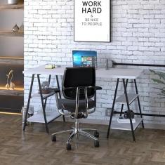 Escrivaninha Cavalete 150cm 4 Prateleiras Estilo Industrial Kuadra