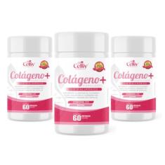 3x Colágeno Hidrolisado + Ácido Hialurônico + Coenzima Q10 + Biotina e Vitams 60 Caps Celliv