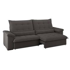 sofá 4 lugares retrátil e reclinável módena molas ensacadas linho grafite