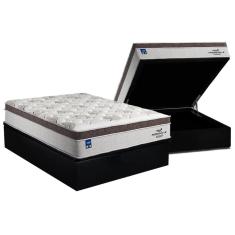 Cama Box Baú Casal: Colchão Molas Plumatex MasterPocket Ensacadas Personalle + Base CRC Suede Black(138x188)