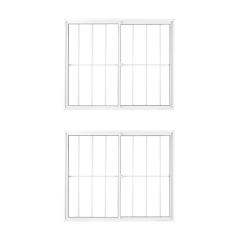 Kit com 2 Janelas de Alumínio de Correr 100x150cm 2 Folhas com Grade e Vidro Liso Linha Soft MGM Branco